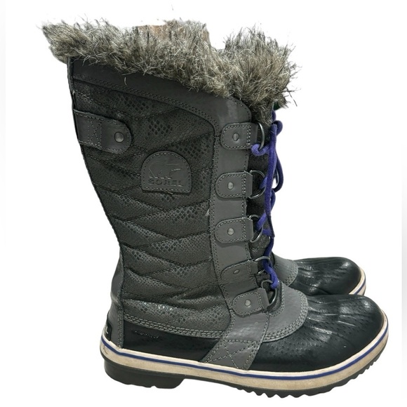 Sorel Tofino II women’s Winter Faux Fur Trim Quilted gray Black Boots size 8.5 - Picture 12 of 12